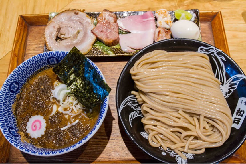 What makes Tsukemen outstanding is its thick, chewy noodles