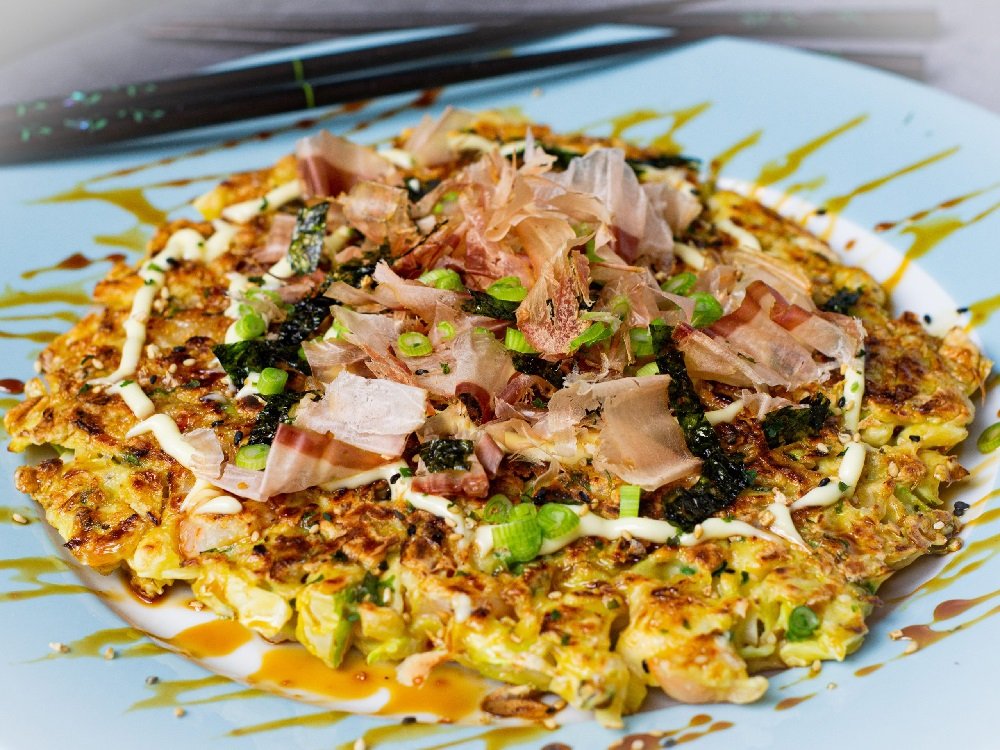 Osaka Style Shrimp Okonomiyaki