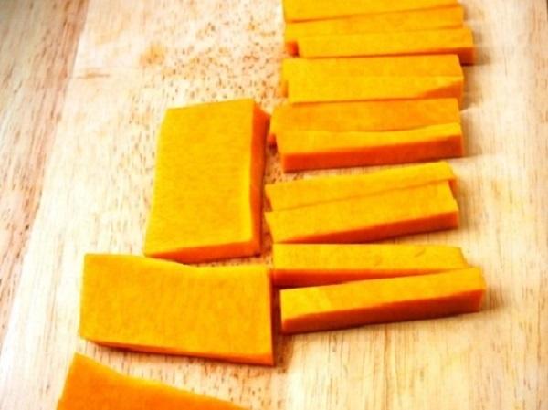 Cut pumpkin into thin pieces and cook them