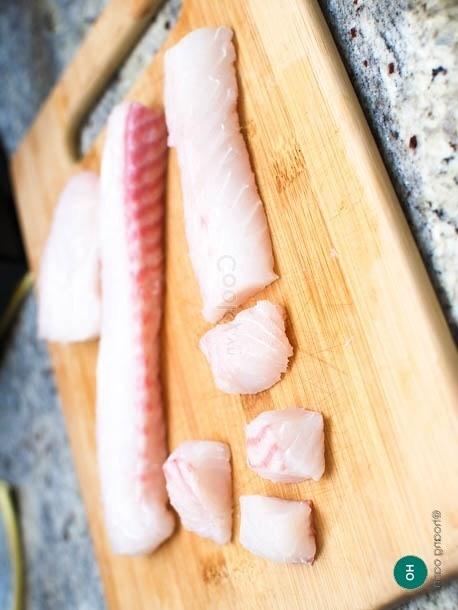 cut fillet fish into medium pieces