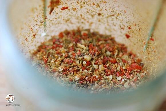 grind dried chilis with dill seeds