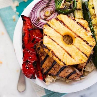 how to make rice with grilled chicken and vegetables
